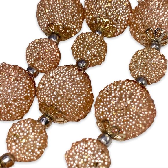 𝅺vintage Triple Layer Golden Bead Japanese Necklace - Picture 6 of 9